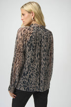 Shop Plissé Mesh Animal Print Straight Top - Joseph Ribkoff