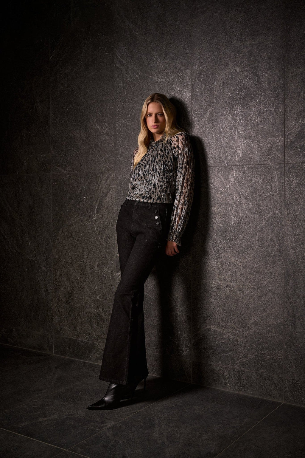 Shop Plissé Mesh Animal Print Straight Top - Joseph Ribkoff