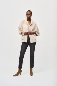 Shop PRE - ORDER Bonded Faux Fur Suede Jacket 243917 │ Black - Joseph Ribkoff