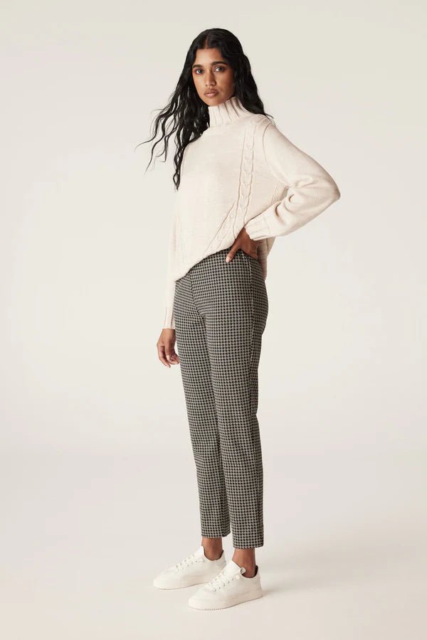 Shop PRE-ORDER Cable Melbourne Liv Houndstooth Pant | Black Camel - Cable Melbourne