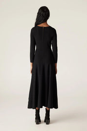 Shop PRE-ORDER Cable Melbourne Winter Crepe Bodice Midi Dress | Black - Cable Melbourne