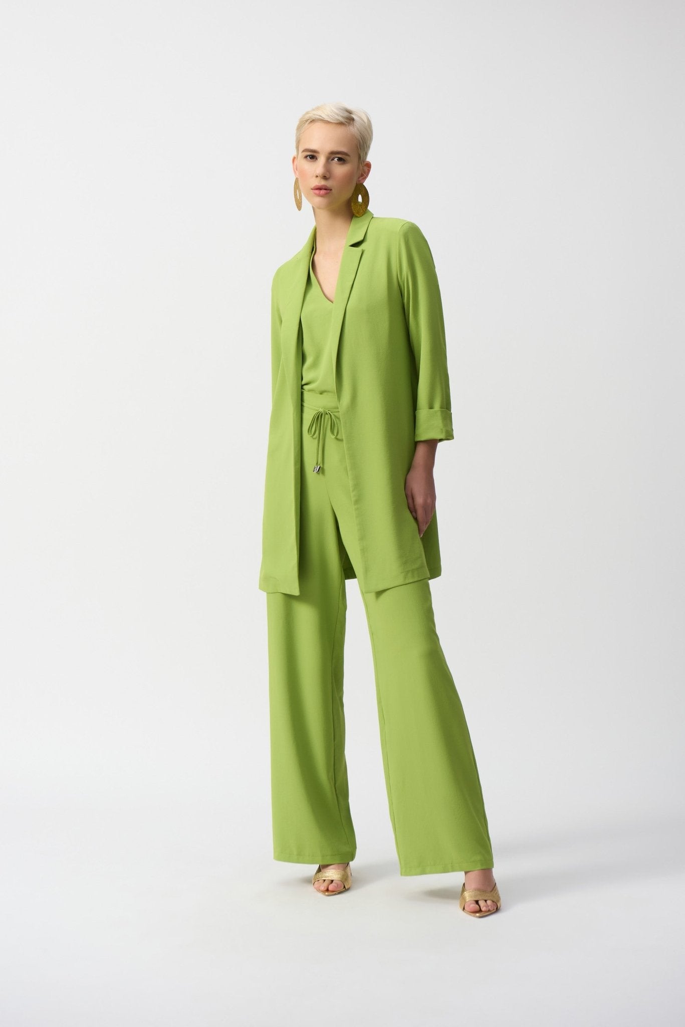 Shop PRE - ORDER Flowy Light Notched Longline Blazer Style 232275 | Greenery - Joseph Ribkoff