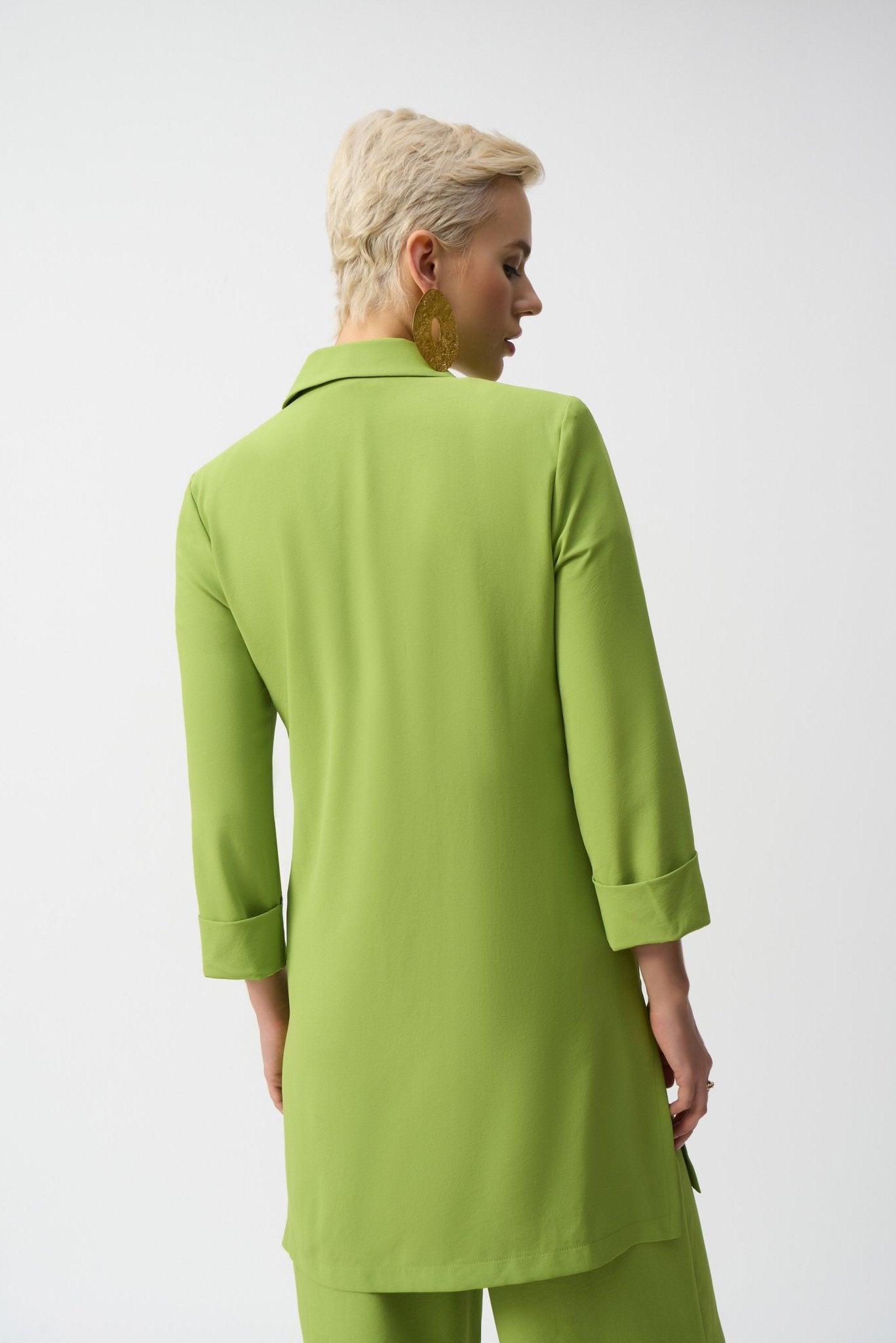 Shop PRE - ORDER Flowy Light Notched Longline Blazer Style 232275 | Greenery - Joseph Ribkoff