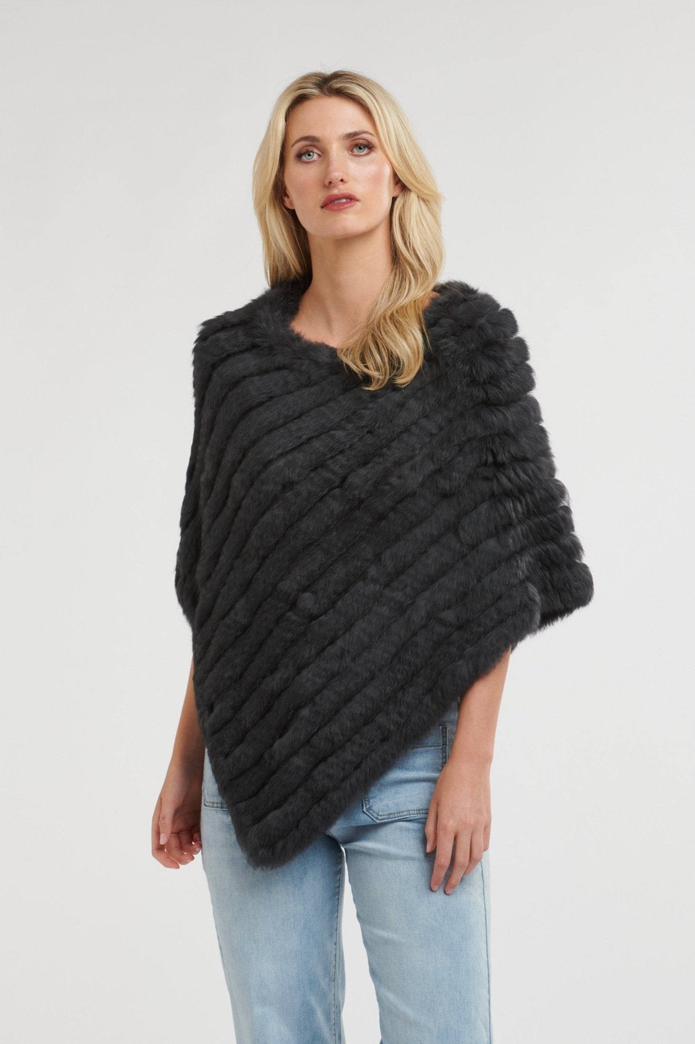 Shop PRE-ORDER Fur Poncho | Black - 365 Days