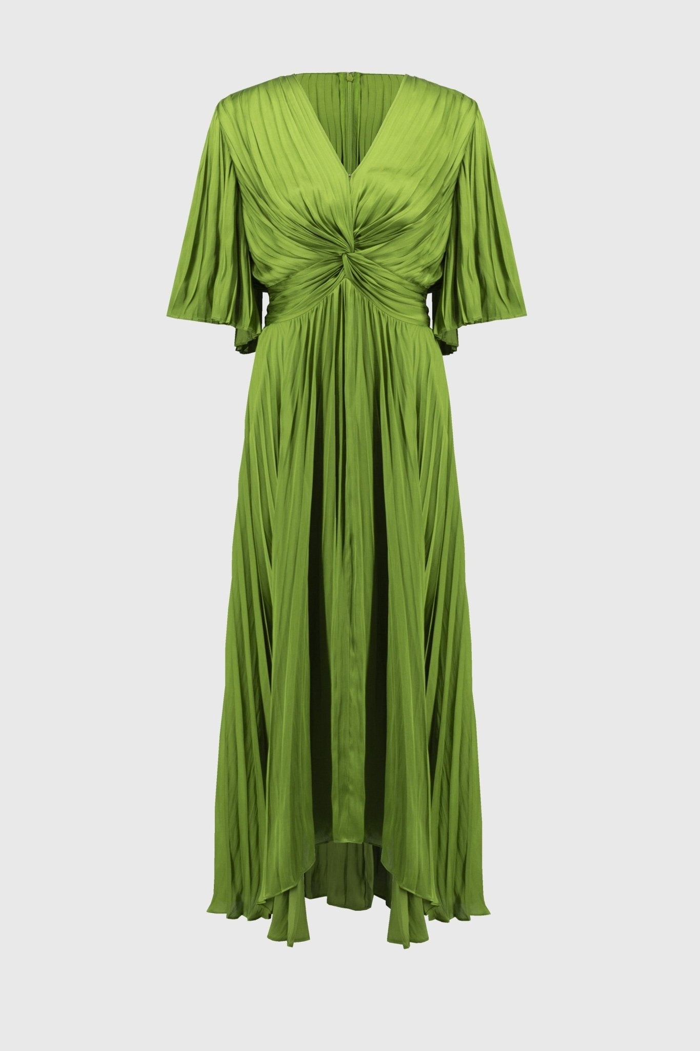 Shop PRE - ORDER Joseph Ribkoff Pleated Satin Midi Dress Style 251903│ Greenery - Joseph Ribkoff