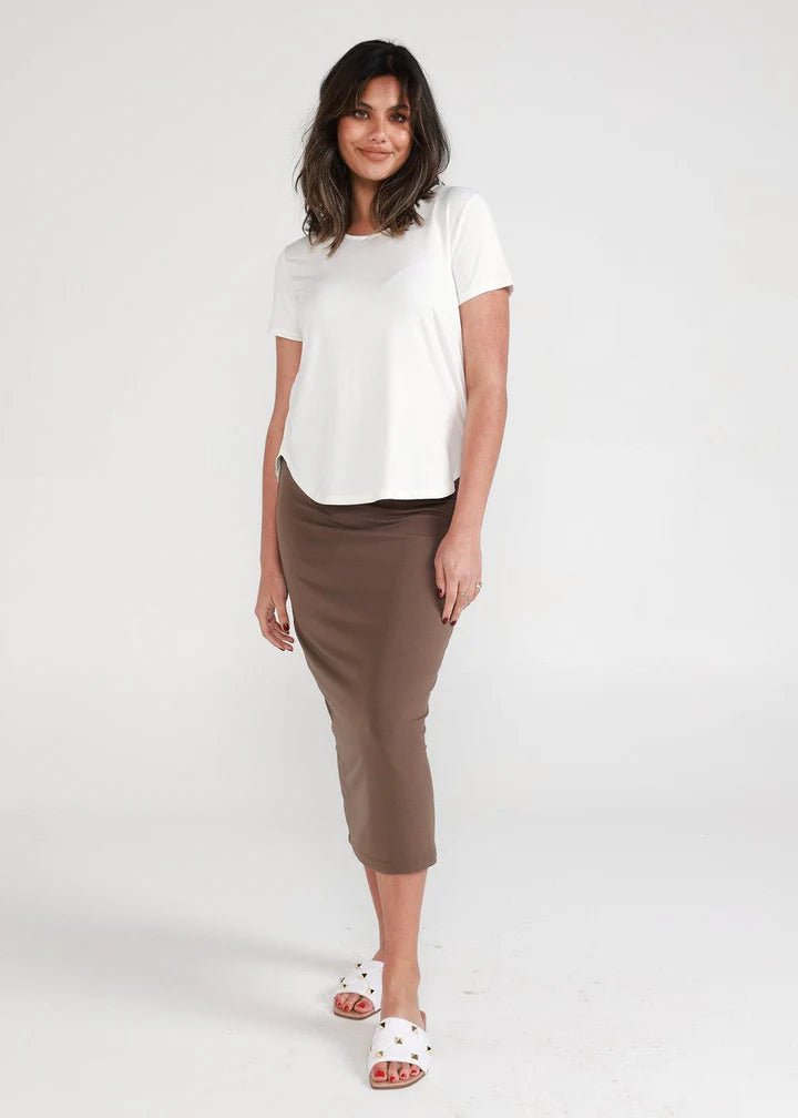 Shop PRE - ORDER Lou Lou Bamboo Janis Bamboo Tee | Cream - Lou Lou Australia