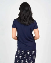 Shop PRE - ORDER Lou Lou Bamboo Veronica V - Neck Tee | Navy - Lou Lou Australia