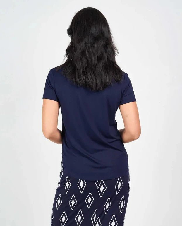 Shop PRE - ORDER Lou Lou Bamboo Veronica V - Neck Tee | Navy - Lou Lou Australia