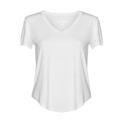 Shop PRE - ORDER Lou Lou Bamboo Veronica V - Neck Tee | White - Lou Lou Australia