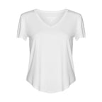 Shop PRE - ORDER Lou Lou Bamboo Veronica V - Neck Tee | White - Lou Lou Australia