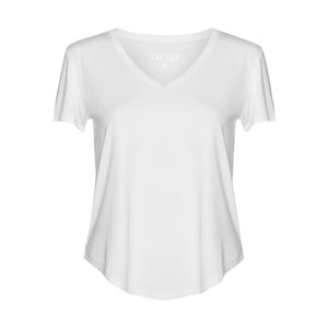 Shop PRE - ORDER Lou Lou Bamboo Veronica V - Neck Tee | White - Lou Lou Australia