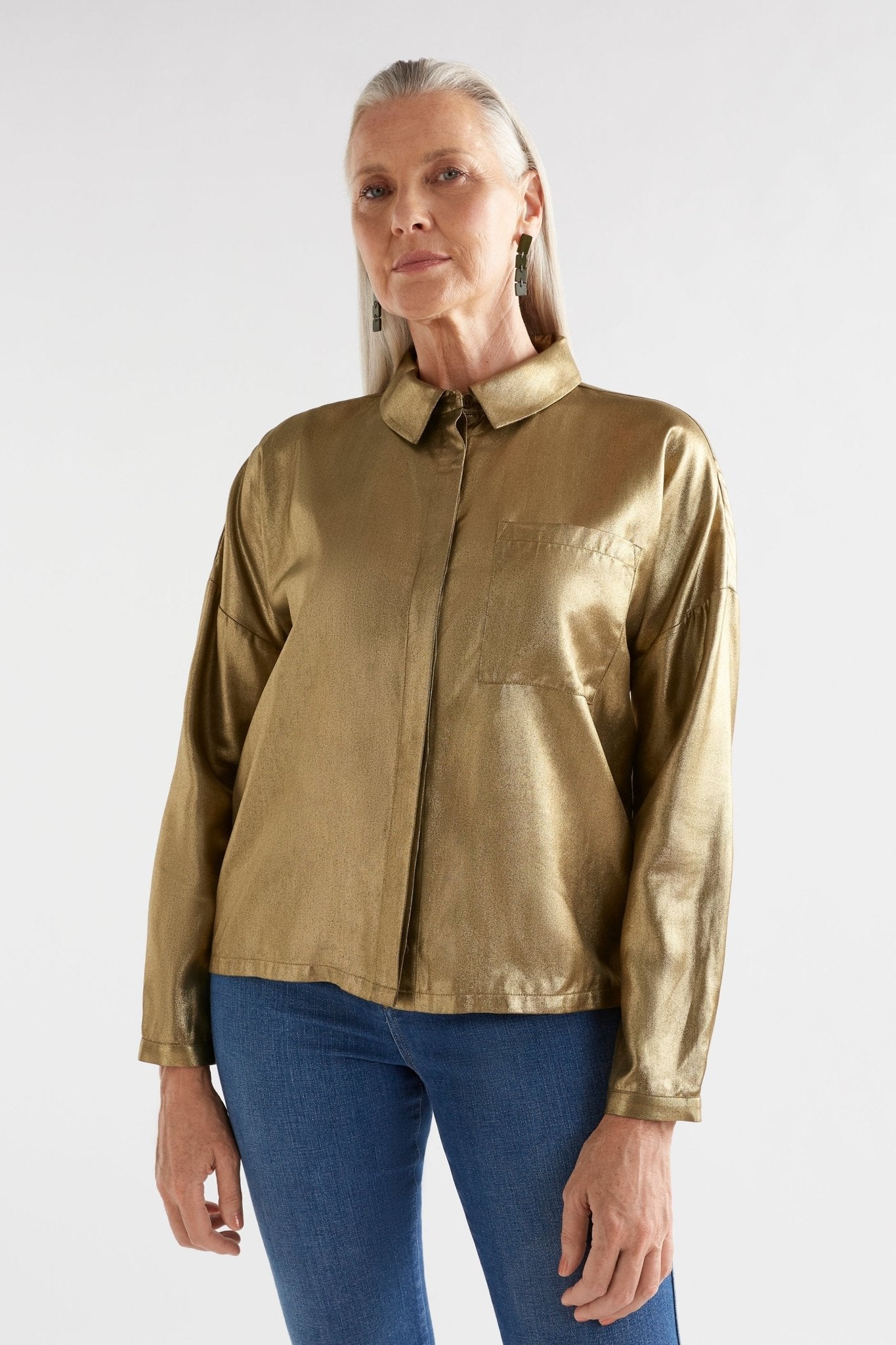 Shop PRE-ORDER Luche Metallic Shirt | Gold - Elk The Label