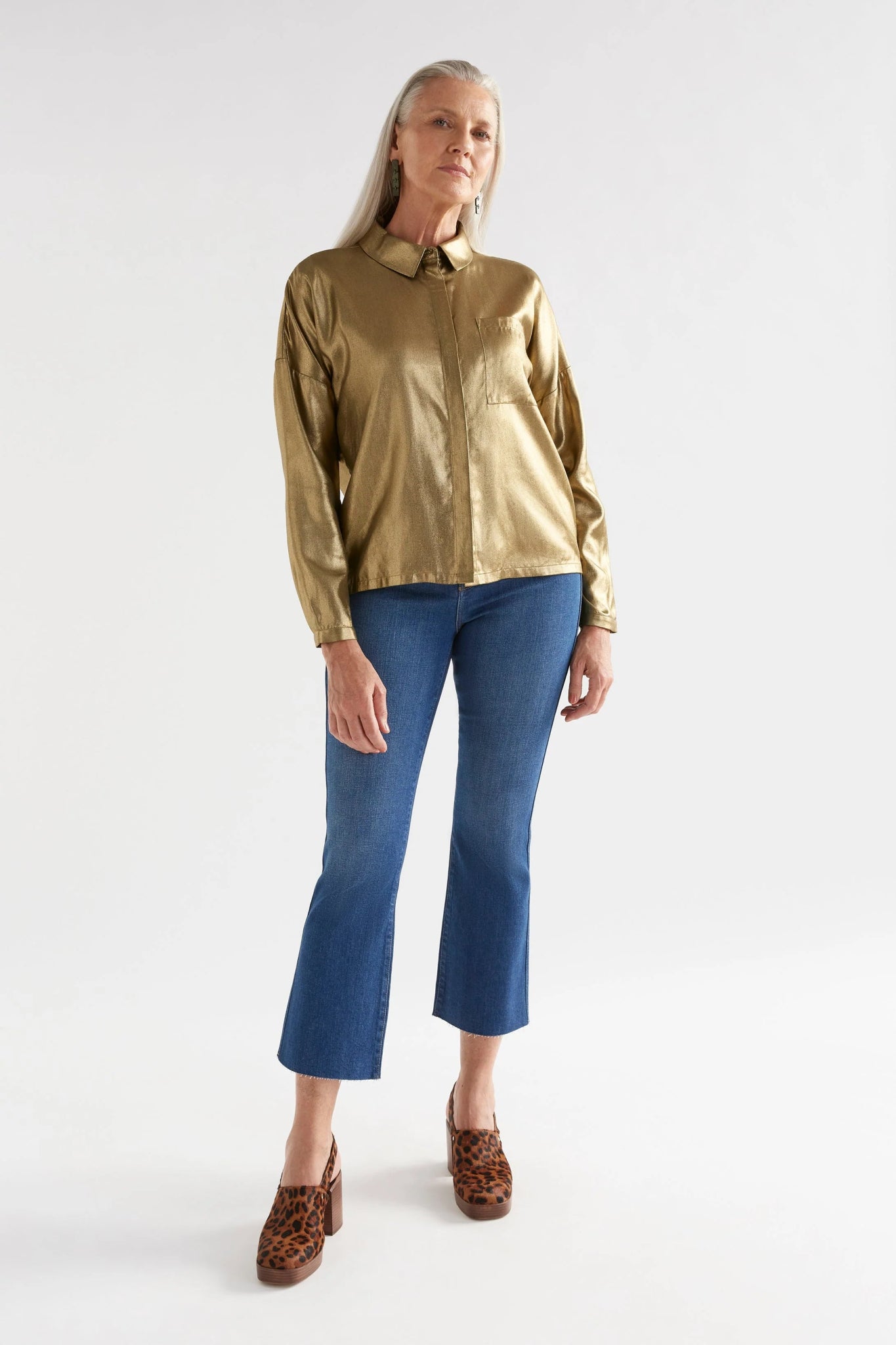 Shop PRE-ORDER Luche Metallic Shirt | Gold - Elk The Label