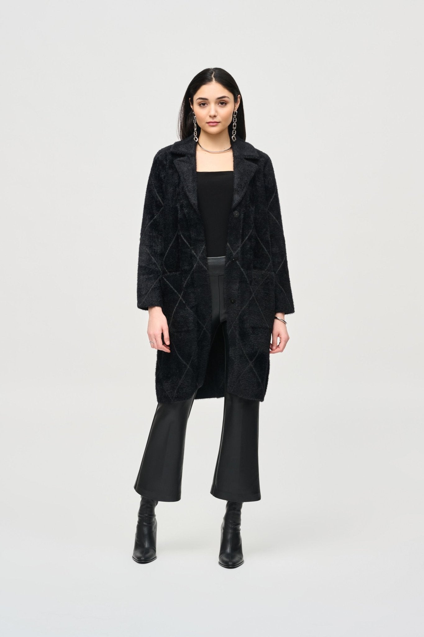 Shop PRE-ORDER Notched Collared Coat Style 233951 │ Black - Joseph Ribkoff