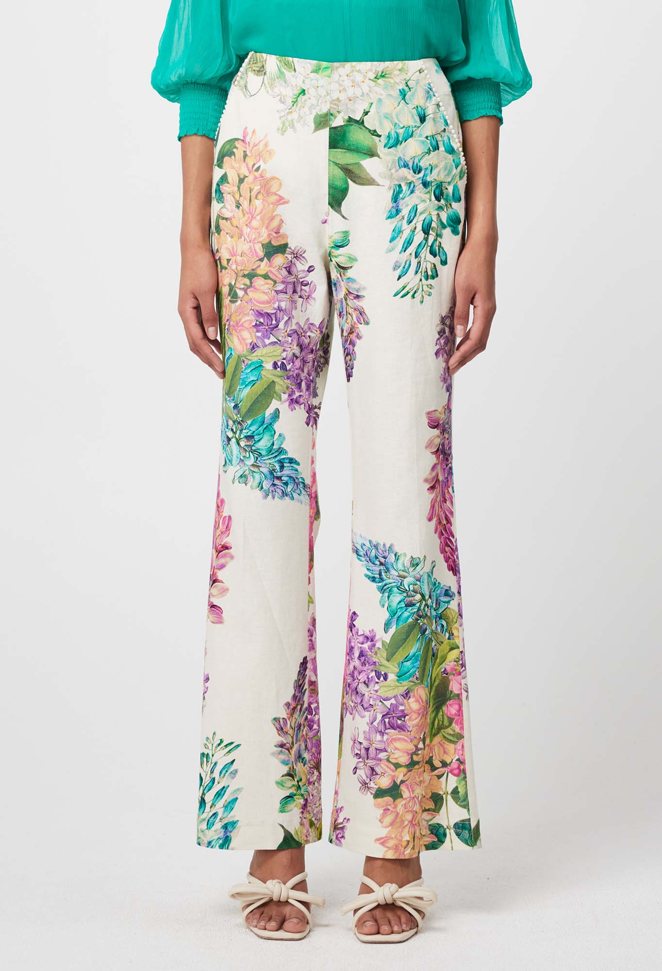 Shop PRE - ORDER OnceWas Bahia Linen Rayon Pant | Wisteria Alba - ONCEWAS