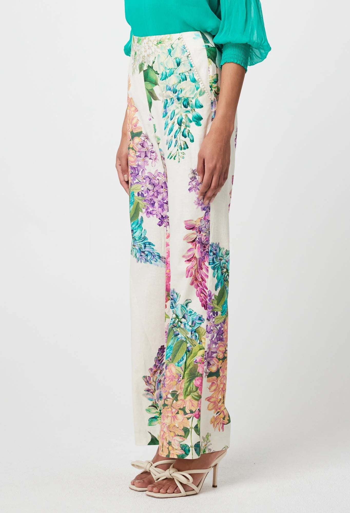 Shop PRE - ORDER OnceWas Bahia Linen Rayon Pant | Wisteria Alba - ONCEWAS