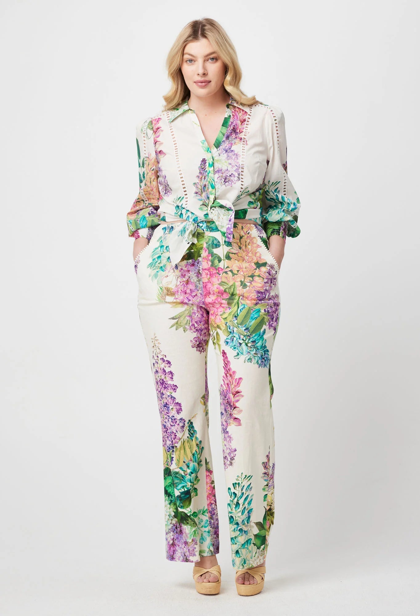 Shop PRE - ORDER OnceWas Bahia Linen Rayon Pant | Wisteria Alba - ONCEWAS