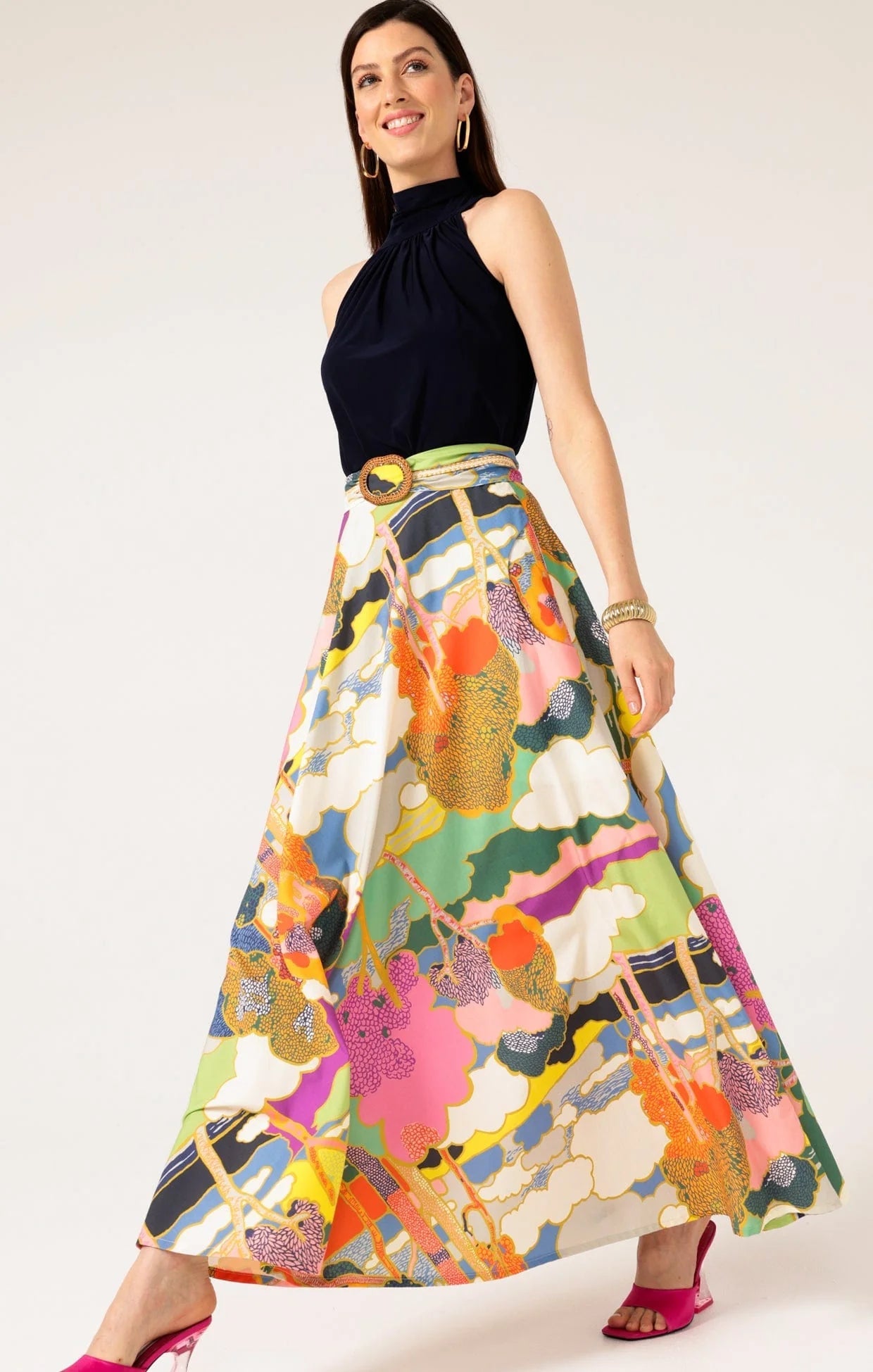 Shop PRE - ORDER Sacha Drake Florida Cotton Maxi Skirt | Mango Paisley Tile Print - Sacha Drake