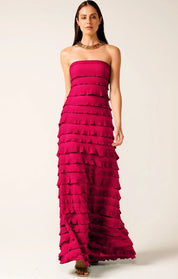 Shop PRE - ORDER Sacha Drake Maddison Tiered Strapless Maxi Dress | Raspberry Red - Sacha Drake