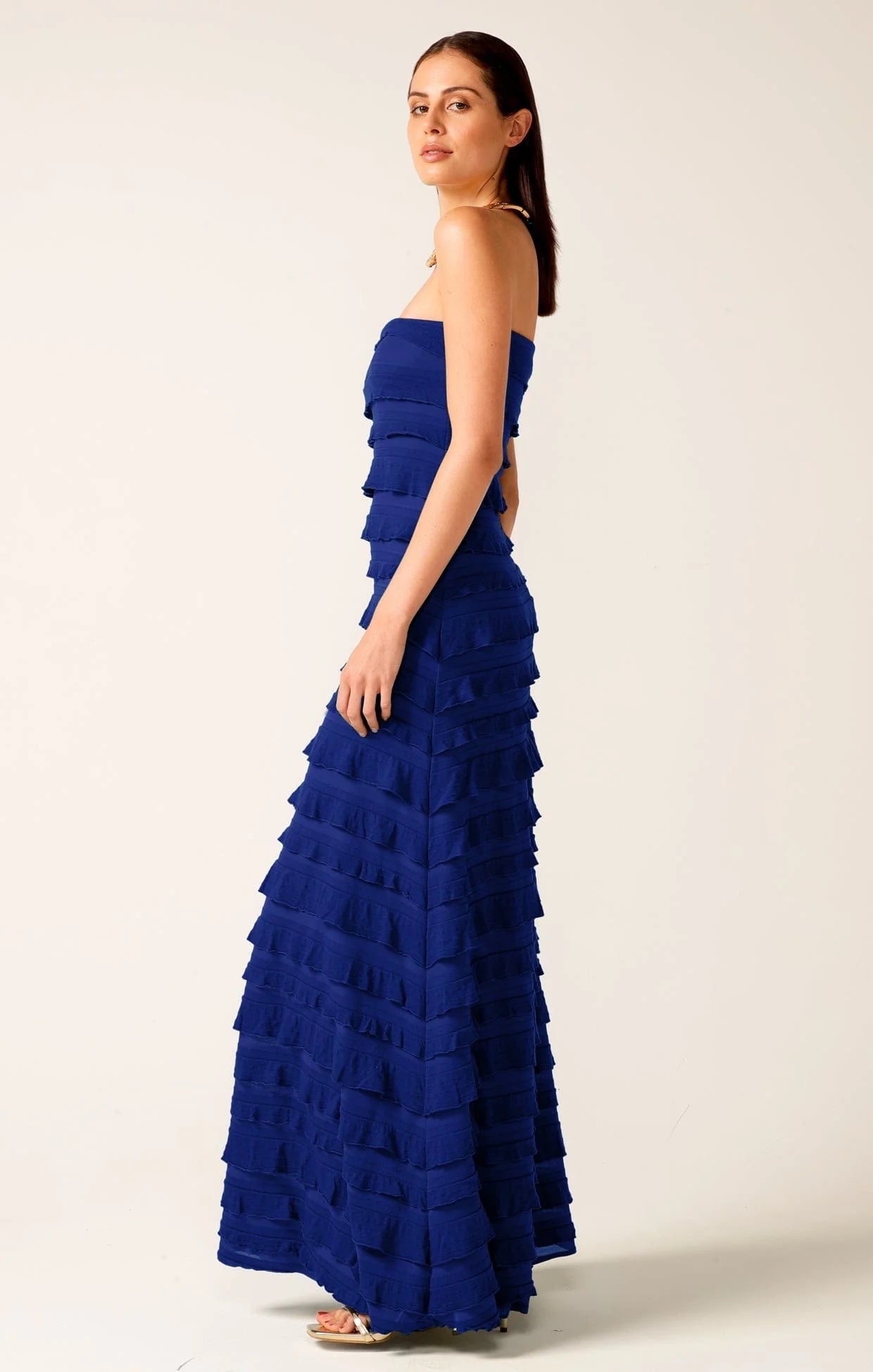 Shop PRE - ORDER Sacha Drake Maddison Tiered Strapless Maxi Dress | Sapphire Blue - Sacha Drake