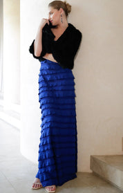 Shop PRE - ORDER Sacha Drake Maddison Tiered Strapless Maxi Dress | Sapphire Blue - Sacha Drake