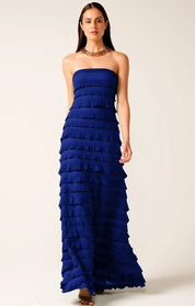 Shop PRE - ORDER Sacha Drake Maddison Tiered Strapless Maxi Dress | Sapphire Blue - Sacha Drake