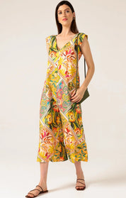 Shop PRE - ORDER Sacha Drake Oranges and Sunshine Linen Jumpsuit | Mango Paisley Tile Print - Sacha Drake