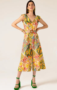 Shop PRE - ORDER Sacha Drake Oranges and Sunshine Linen Jumpsuit | Mango Paisley Tile Print - Sacha Drake