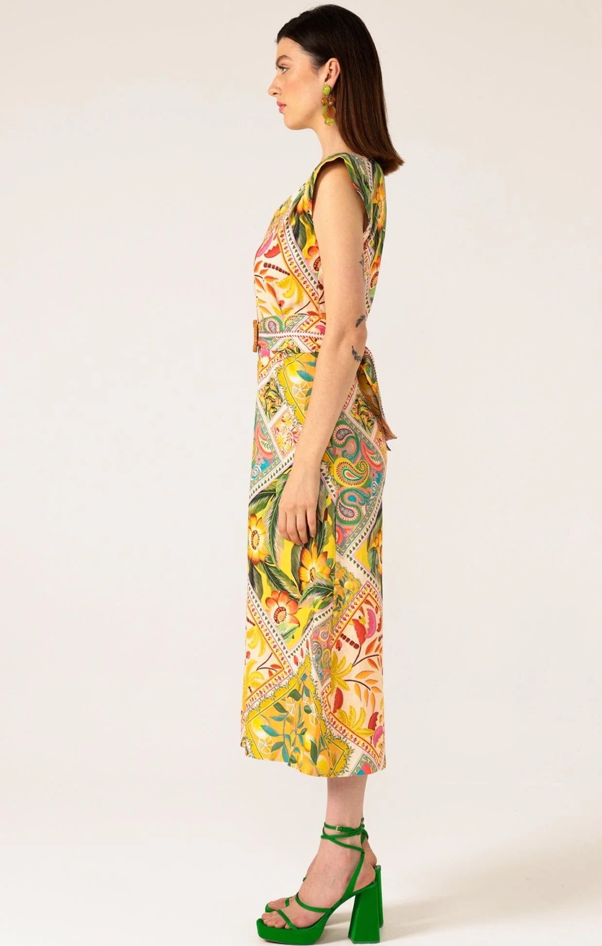 Shop PRE - ORDER Sacha Drake Oranges and Sunshine Linen Jumpsuit | Mango Paisley Tile Print - Sacha Drake