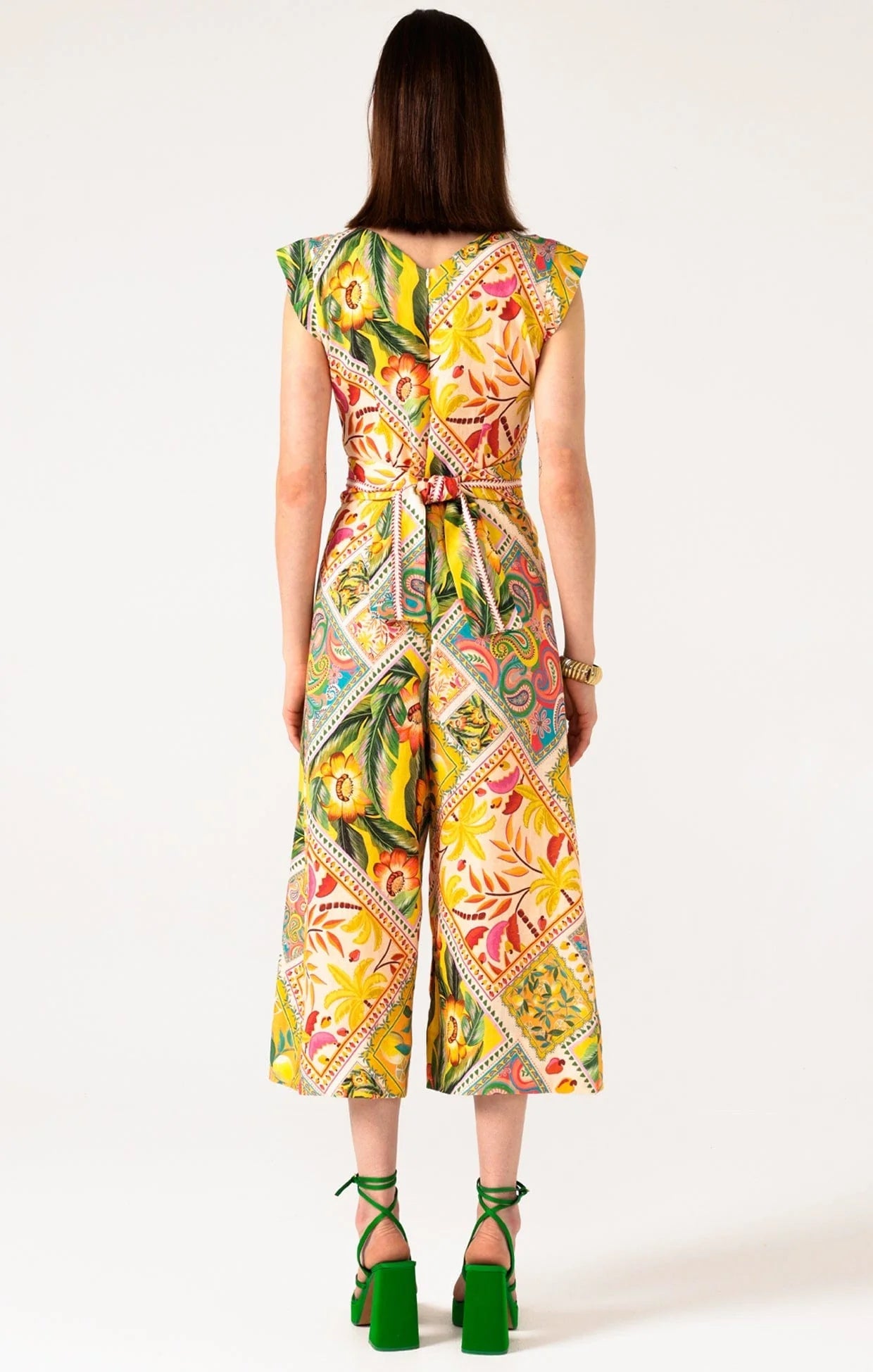 Shop PRE - ORDER Sacha Drake Oranges and Sunshine Linen Jumpsuit | Mango Paisley Tile Print - Sacha Drake