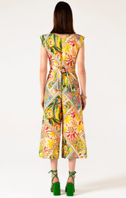 Shop PRE - ORDER Sacha Drake Oranges and Sunshine Linen Jumpsuit | Mango Paisley Tile Print - Sacha Drake