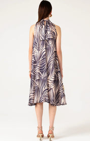 Shop PRE - ORDER Sacha Drake Palm Beach Halter Neck Midi Dress | Champagne Palm Print - Sacha Drake