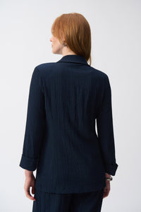 Shop PRE - ORDER Seersucker Straight Blazer Style 251082 | Midnight Blue - Joseph Ribkoff