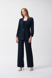 Shop PRE - ORDER Seersucker Straight Blazer Style 251082 | Midnight Blue - Joseph Ribkoff