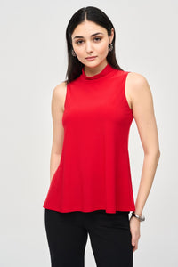 Shop PRE-ORDER Silky Knit Fit and Flare Sleeveless Top Style 243253 | Lipstick Red - JOSEPH RIBKOFF