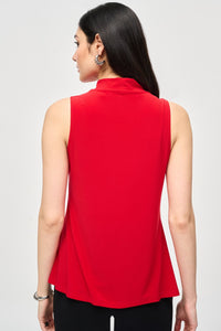 Shop PRE-ORDER Silky Knit Fit and Flare Sleeveless Top Style 243253 | Lipstick Red - JOSEPH RIBKOFF