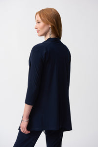 Shop PRE - ORDER Silky Knit Flared Cover - Up Twinset Style 251197 | Midnight Blue - Joseph Ribkoff