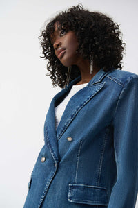 Denim double breasted blazer best sale