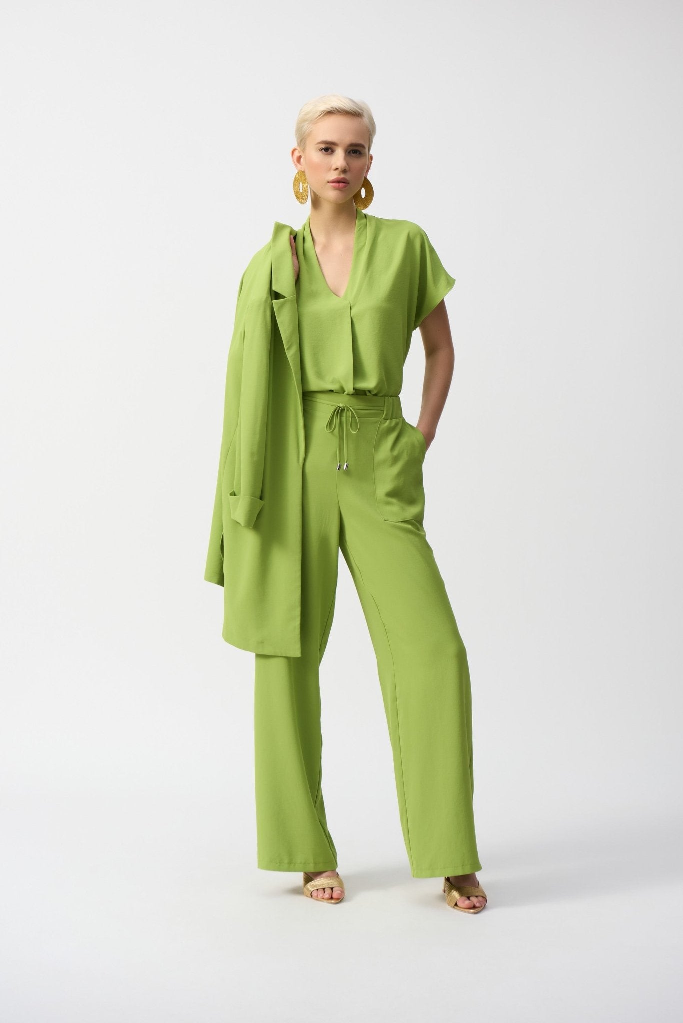 Shop PRE - ORDER Textured Woven Straight Top Style 251087 | Greenery - Joseph Ribkoff