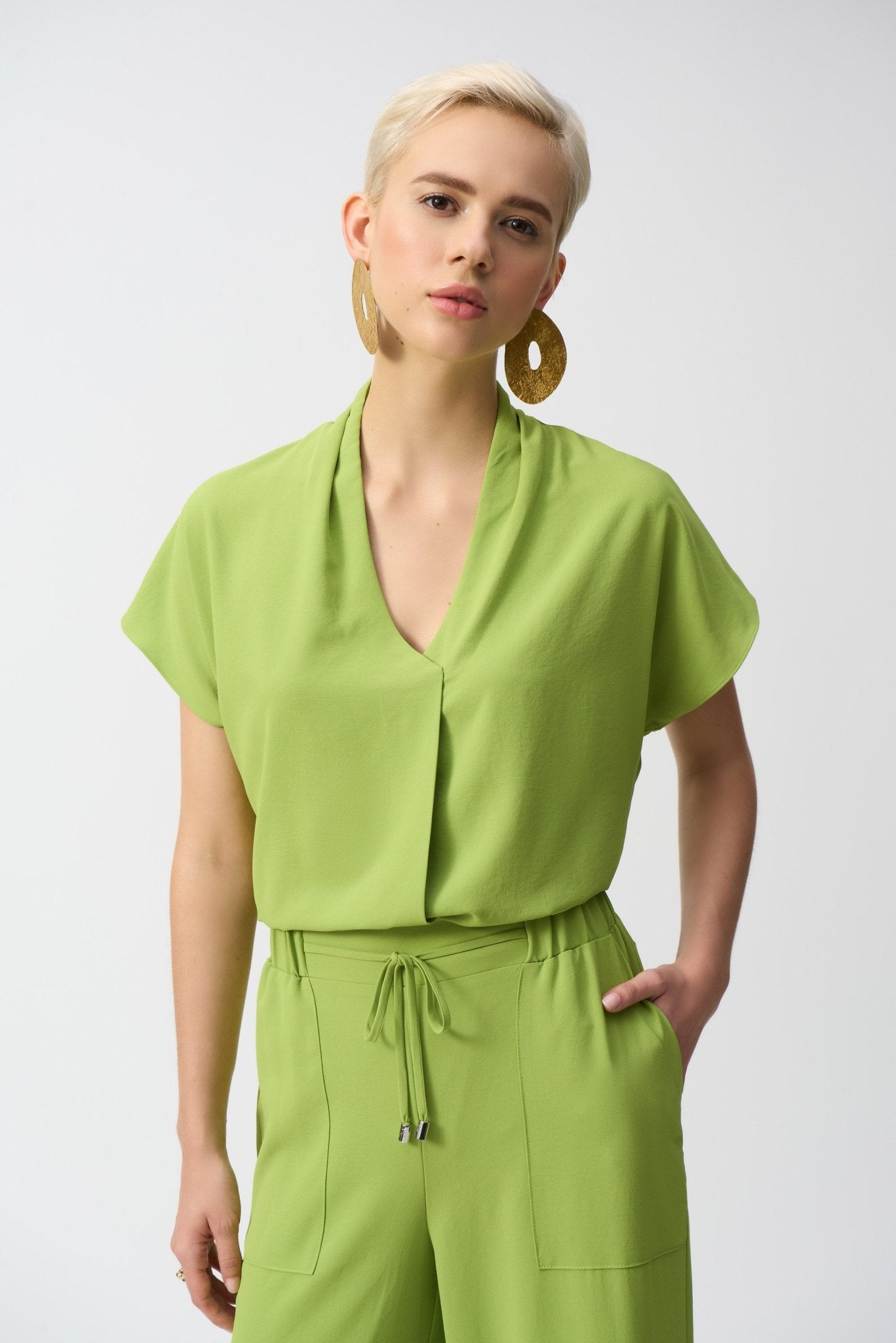 Shop PRE - ORDER Textured Woven Straight Top Style 251087 | Greenery - Joseph Ribkoff