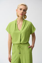 Shop PRE - ORDER Textured Woven Straight Top Style 251087 | Greenery - Joseph Ribkoff