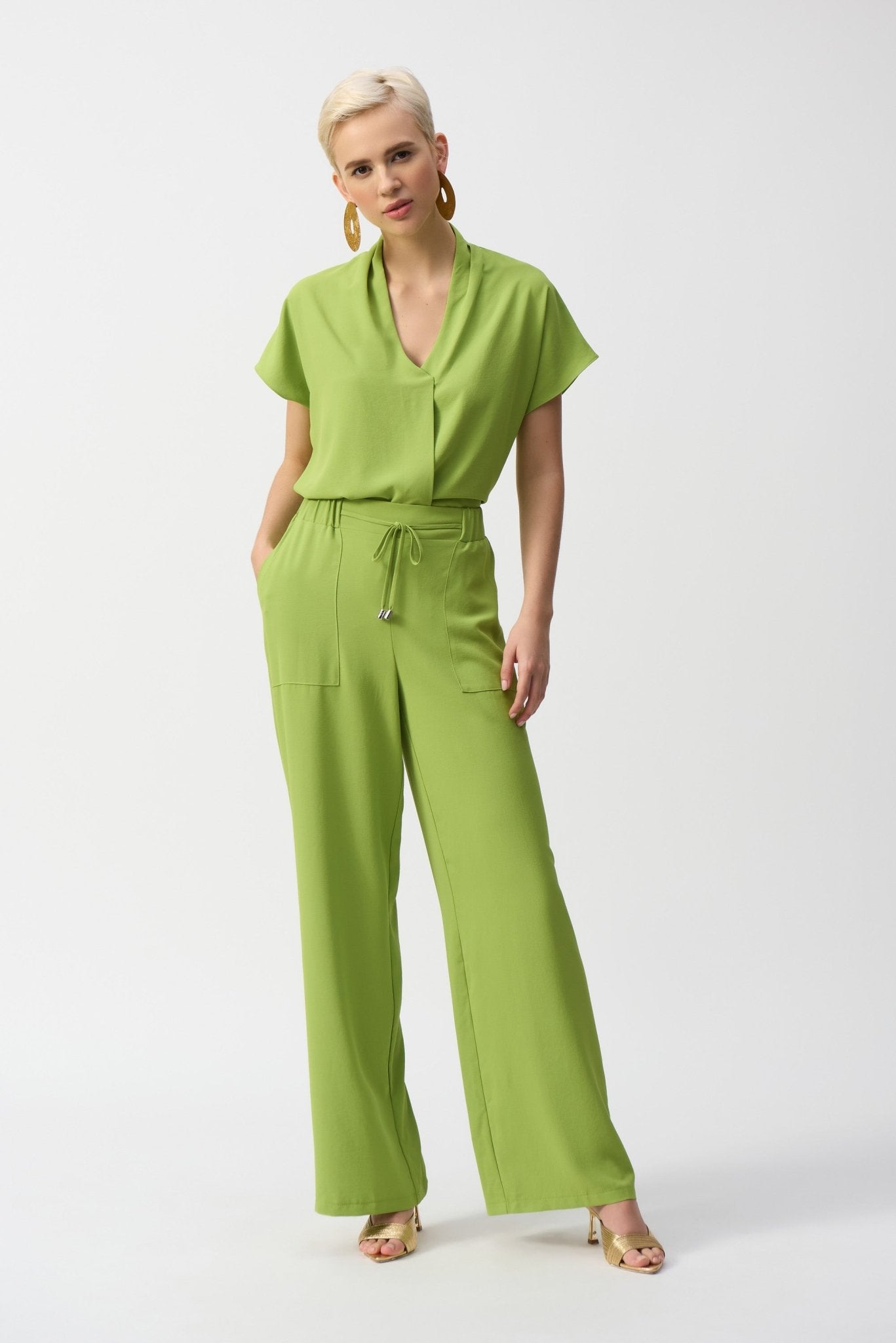 Shop PRE - ORDER Textured Woven Straight Top Style 251087 | Greenery - Joseph Ribkoff