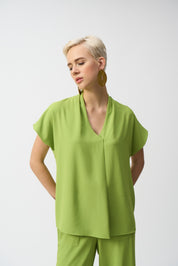 Shop PRE - ORDER Textured Woven Straight Top Style 251087 | Greenery - Joseph Ribkoff