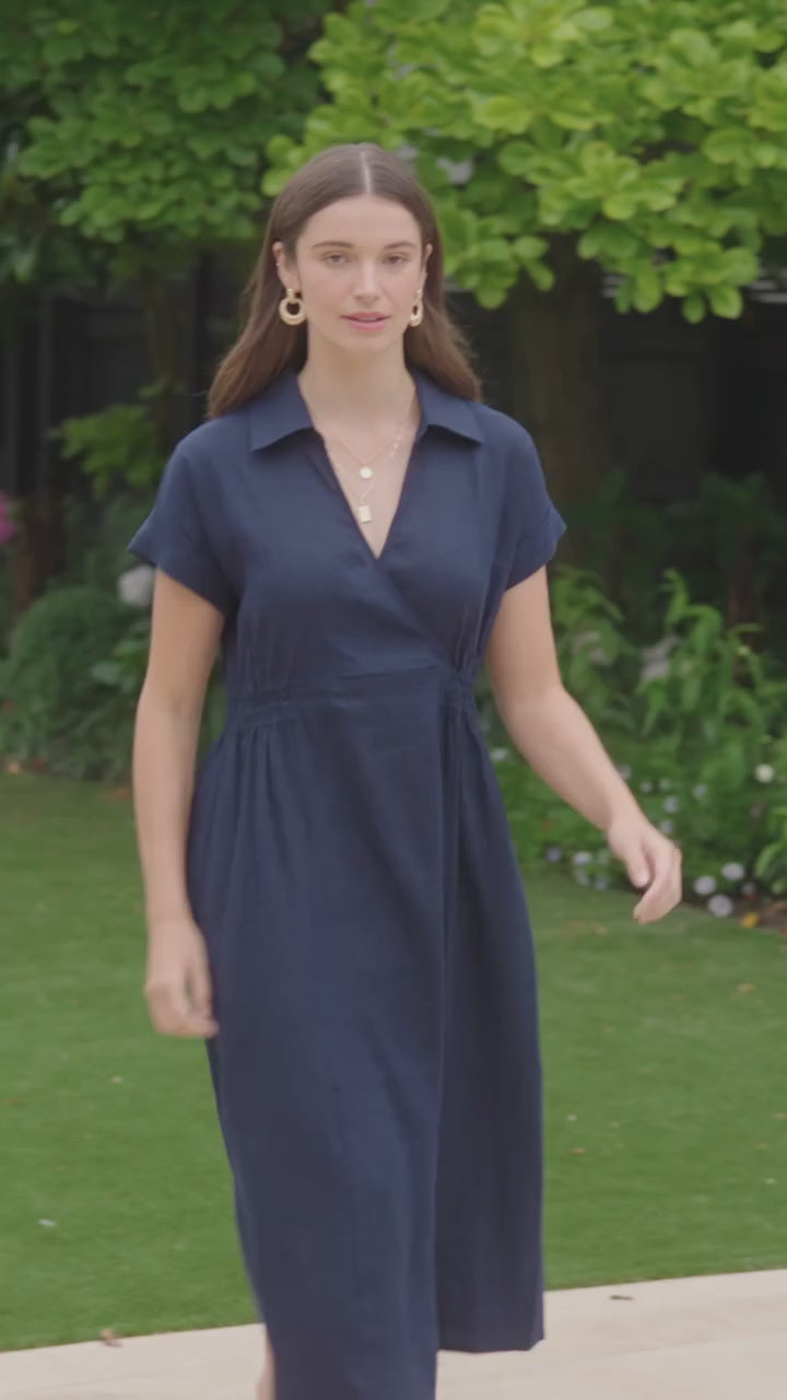 Foil Wrap Dreams Linen Dress