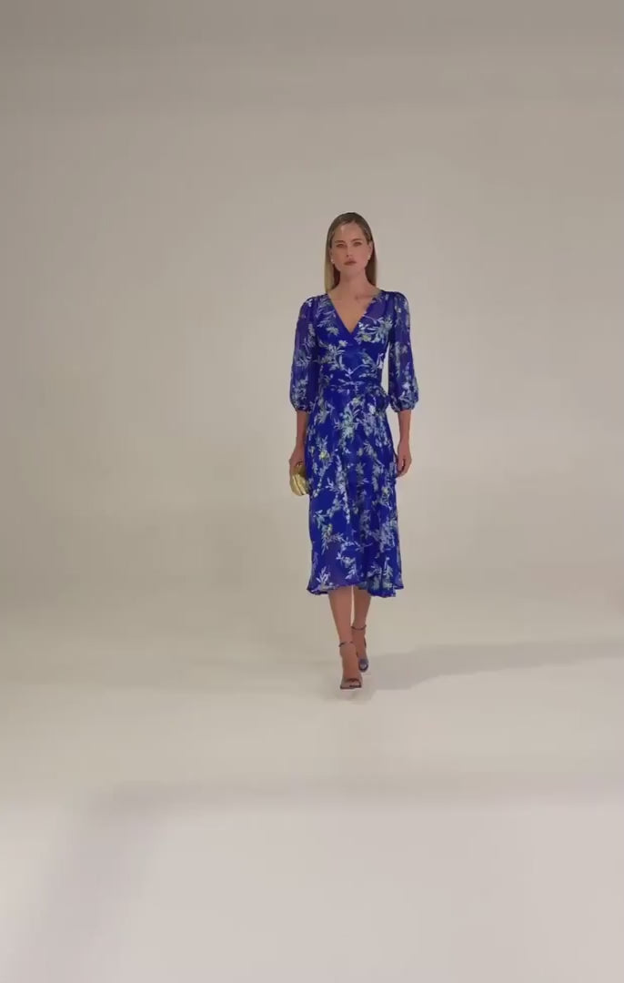 Sacha Drake Elspeth Wrap Dress Sapphire Floral