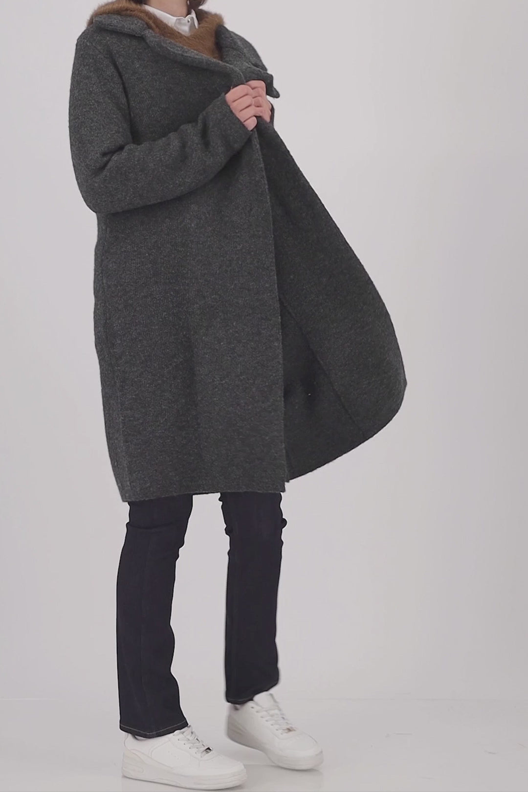 Monari Knitted Coat Jacket + Brooch