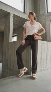 Raffaello Rossi Candice Straight Jogger - Dark Brown