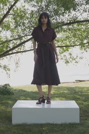 Joseph Ribkoff Linen Blend Fit And Flare Shirt Dress