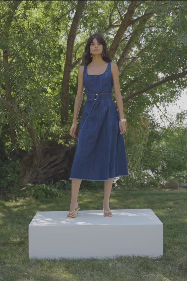 Joseph Ribkoff Denim Fit And Flare Midi Dress