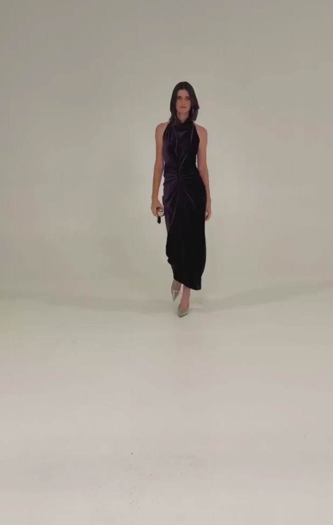 video of woman wearing sacha drake velvet dress